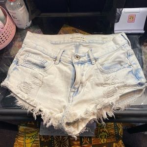 PacSun Highrise Denim Fringe Shorts